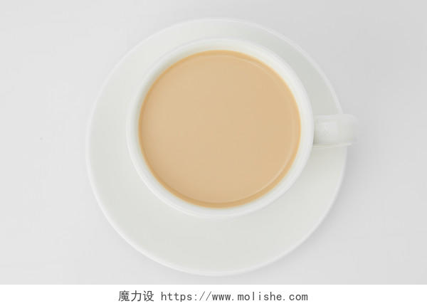 俯视角度灰底陶瓷杯奶茶一杯奶茶饮品饮料